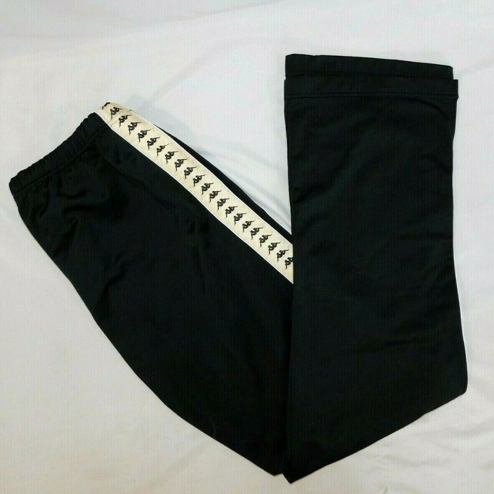 Vintage 90s Kappa Womens Track Pant Black Champagne Logo XL / L **READ